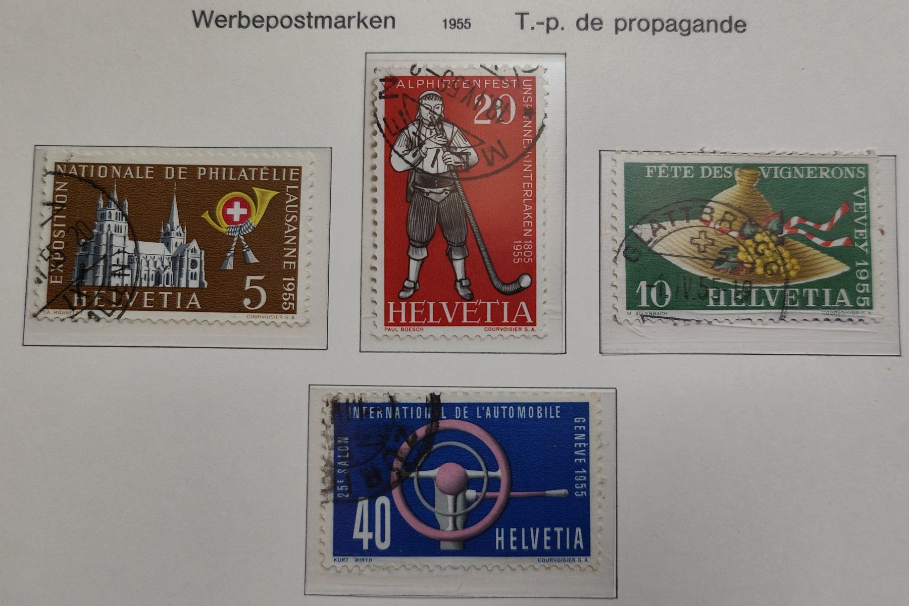 Tutti i francobolli: Z 320-323 Satz-Werbepostmarken 1955 – Usato da Hittnau venduto da stamps_and_coins