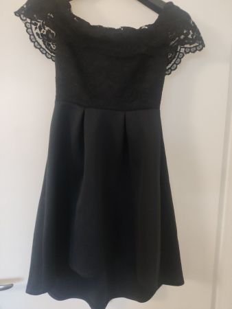 Cocktailkleid, schulterfreies, schwarzes Kleid, Gr. S (neu)