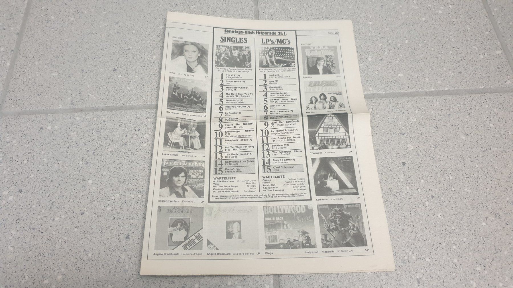 Zeitschriften & Magazine: Sonntags Blick Hitparade 1978 – Gebraucht aus Stäfa von Supertramp73