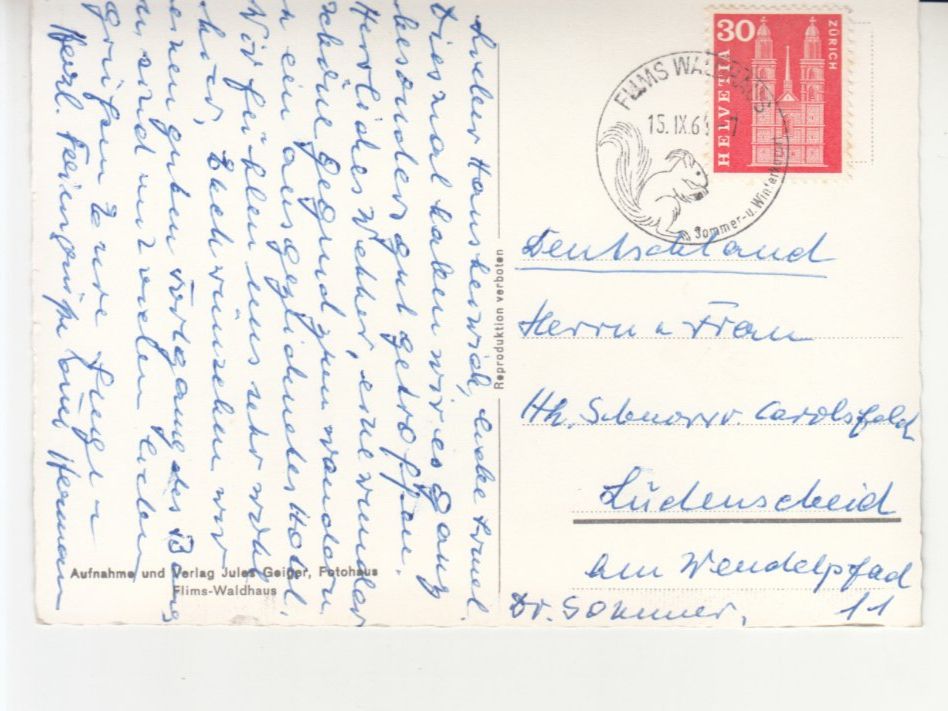 Cartoline postali: Flims 1964 – Usato da Bürglen TG venduto da StampGraf 1