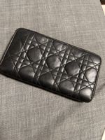 Portafoglio Dior nero pelle trapuntata zip intera