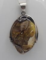 Bernstein Anhänger 925 Silber Unikat Collier Kette (22.7g)