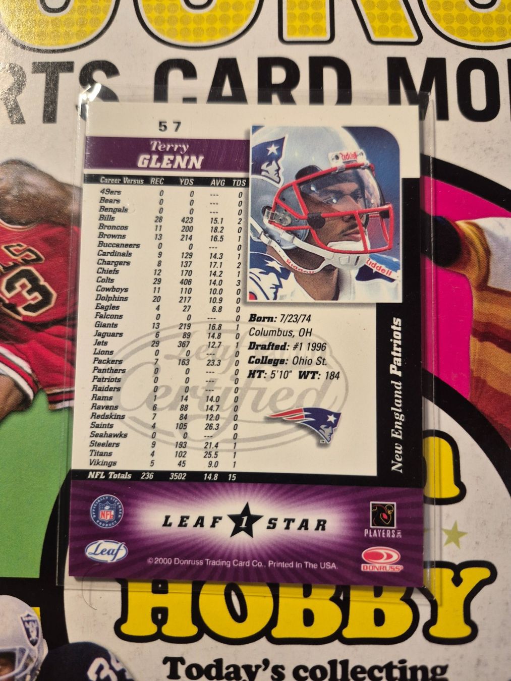 NFL Carte collezionabili: NFL Terry Glenn New England Patriots – Usato da Treiten venduto da Sauber73 1