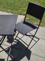 table de jardin aluminium et plastique tressé + 2 chaises