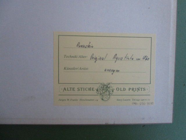Incisioni: Axenstein - Aquatinta um 1860 - über Eck veroldeter Rahmen – Usato da Luzern venduto da Horoskop1 6