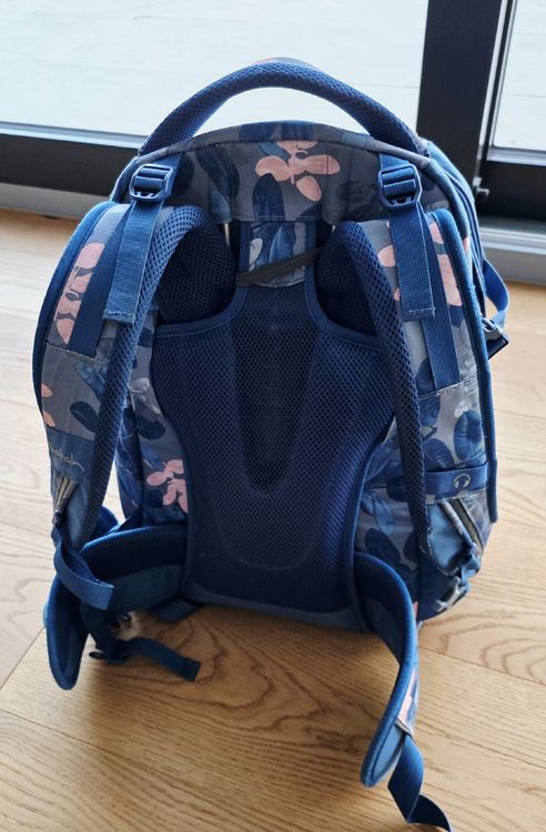 satch-schulthek-blau-mit-blumenmuster-in-gutem-zustand-gebraucht-in