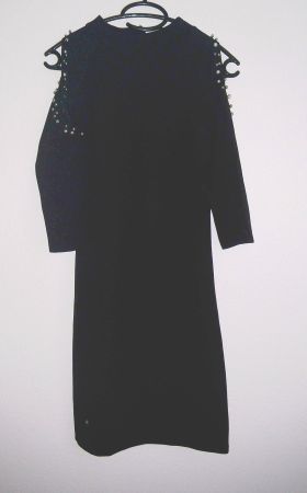 Edles Stretchkleid, 3/4 Arm, Schwarz, Gr. S *S..Swarovski*