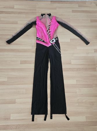 Eiskunstlauf Kürkleid Anzug Pink Schwarz Grösse ca 150