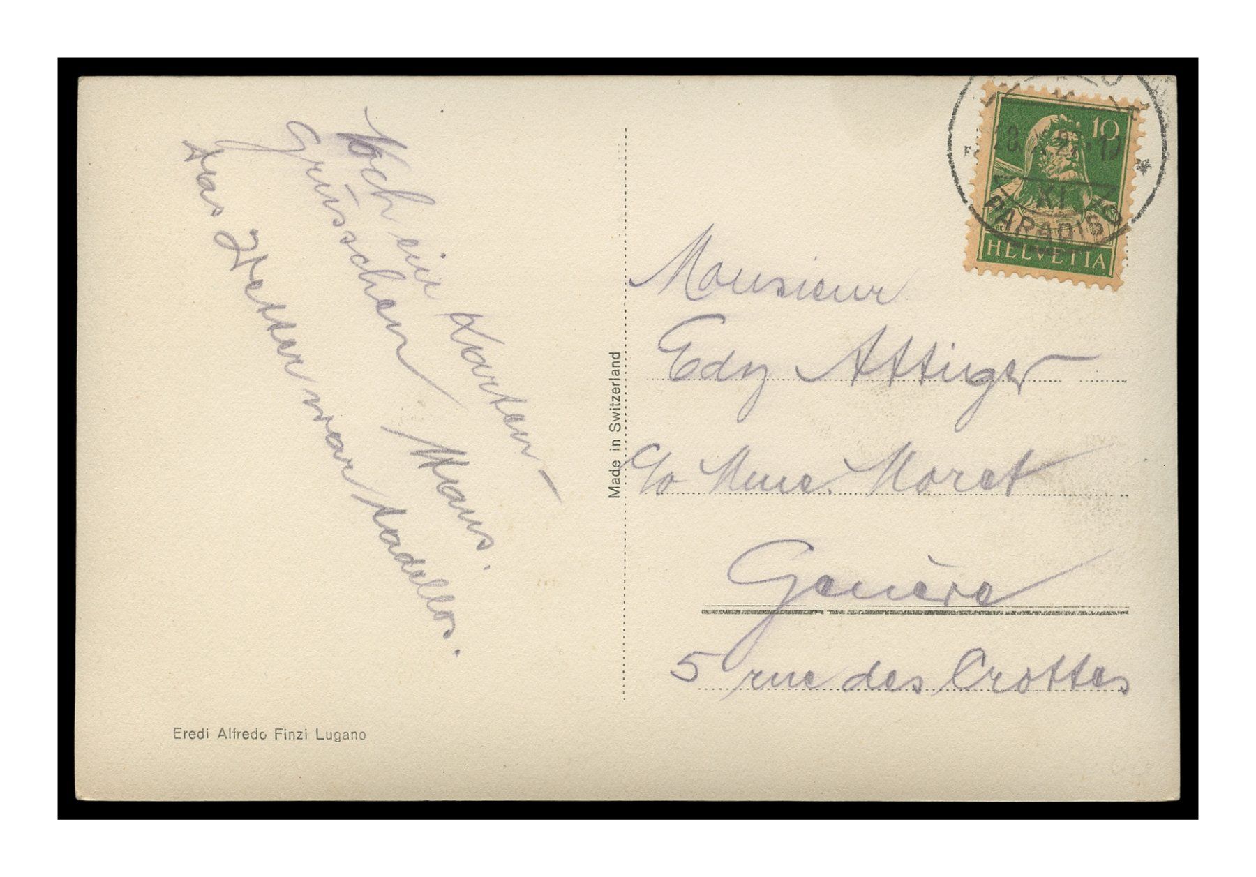 Cartoline postali: LUGANO - 1927 "Panorama" e Monte S.Salvatore – Usato da Onex venduto da gonsla01 1