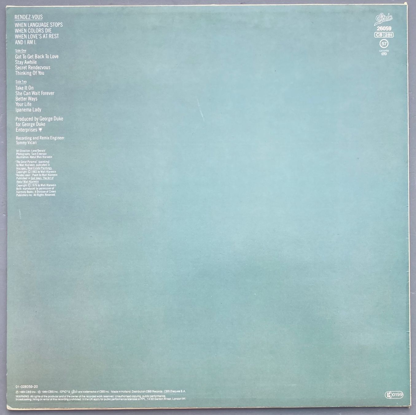 Dischi in vinile: GEORGE DUKE - RENDEZVOUS – Usato da Poliez-Pittet venduto da Newtown-Records 1