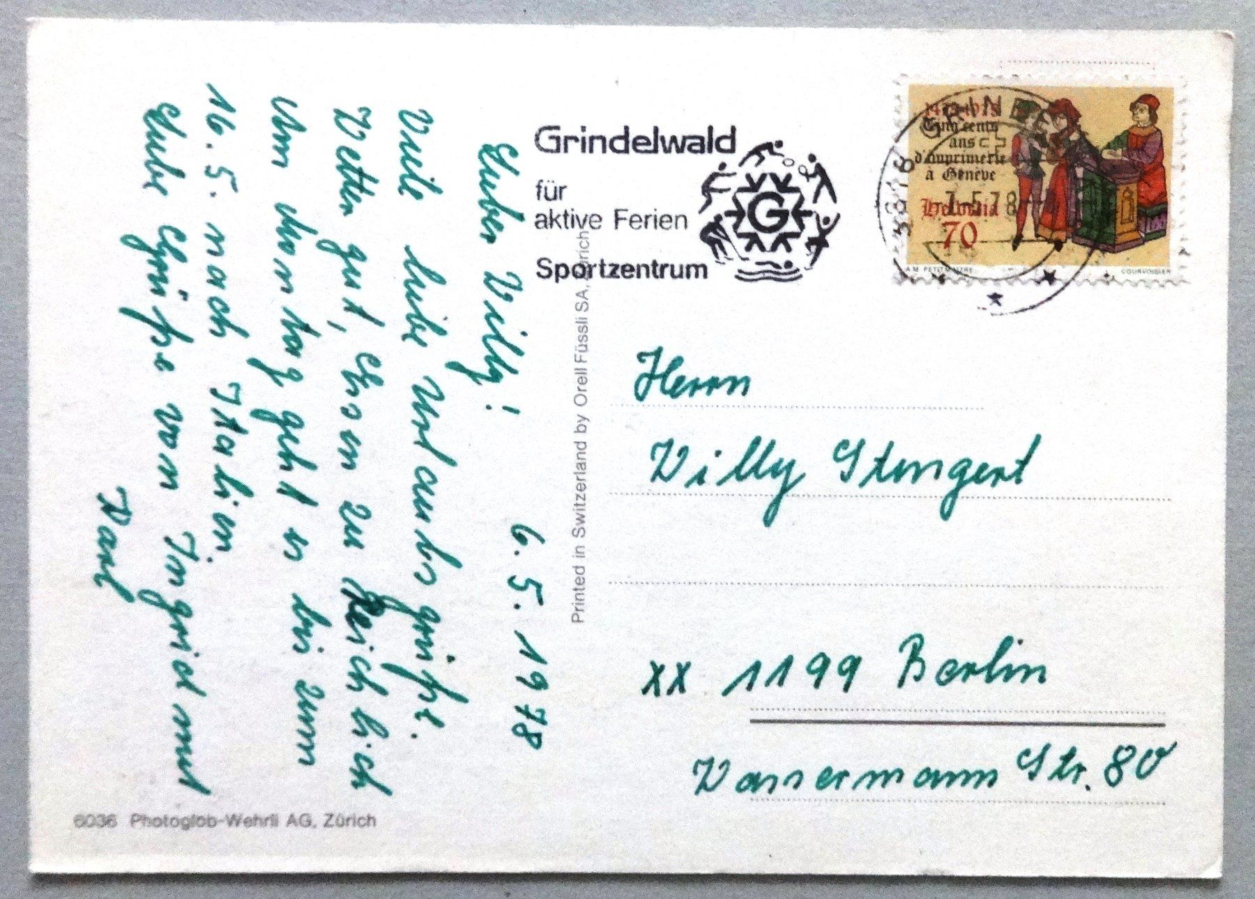 Cartoline postali: Grindelwald 1040 m ü.M. – Usato da Fétigny venduto da Billy2miny 1