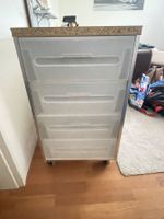 Kommode mit 4 Schubladen und Rollen weiss