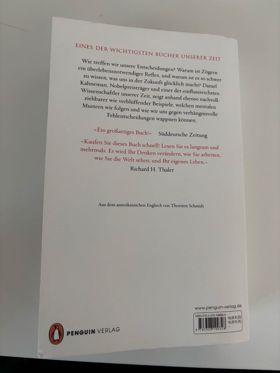 Libri: Buch Schnelles Denken, Langsames Denken Daniel Kahneman neu – Usato da Nesselnbach venduto da joelle. 1