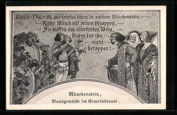 Cartoline postali: Münchenstein, Wandgemälde im Gemeindes – Usato da Berlin venduto da bartko-reher