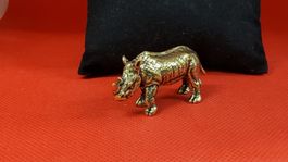 Goldiger Rhinozeros Miniatur-Figur - Sammlerstück!