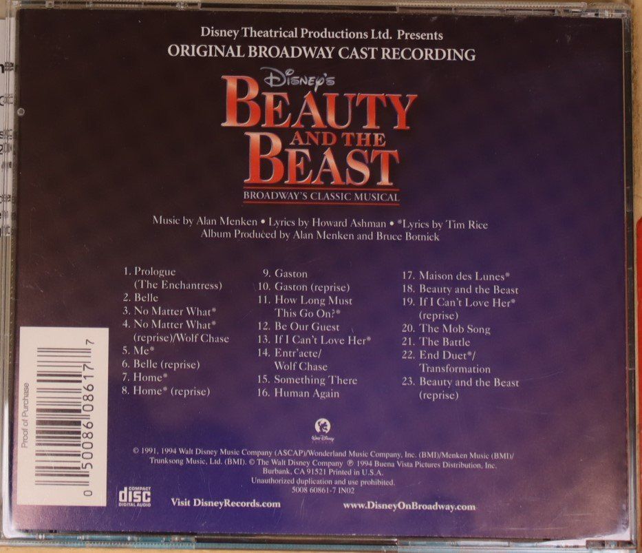 CD: Disney's Beauty and the Beast – Usato da Luzern venduto da CONTENTI 2