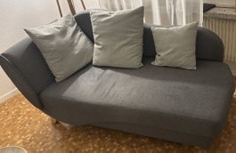 Elegante Recamiere / Sofa mit Stauraum & Kissen, Grau