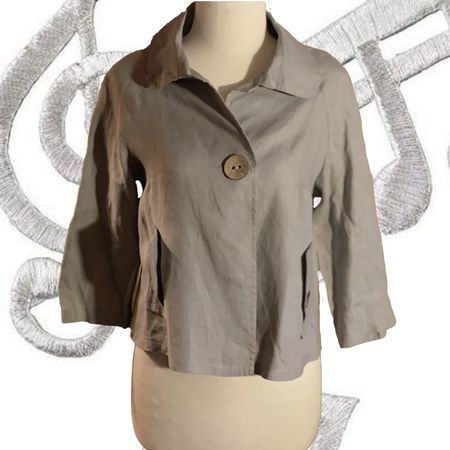 Vintage Carnaby Jacke aus 100 % Leinen mit Holzknöpfen, Größ