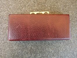 Brillenetui Leder Vintage bordeauxrot