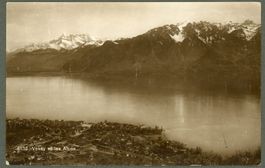 AK sw Vevey VD et les Alpes, sepia ≈ 1920 