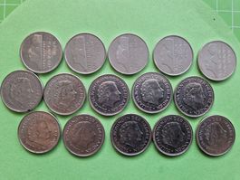 Münz-Set NL 1 Gulden (15 Stück) 1968-1999