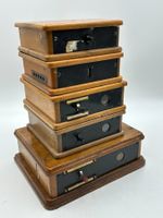 5 antike elektrische Umschaltgeräte Holz Telefon