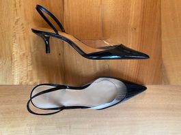 Mango Slingback Pumps  Schwarz Lack / Transparent