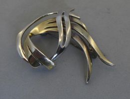 Brosche 800 Silber Teil vergoldet 1970 - 1985