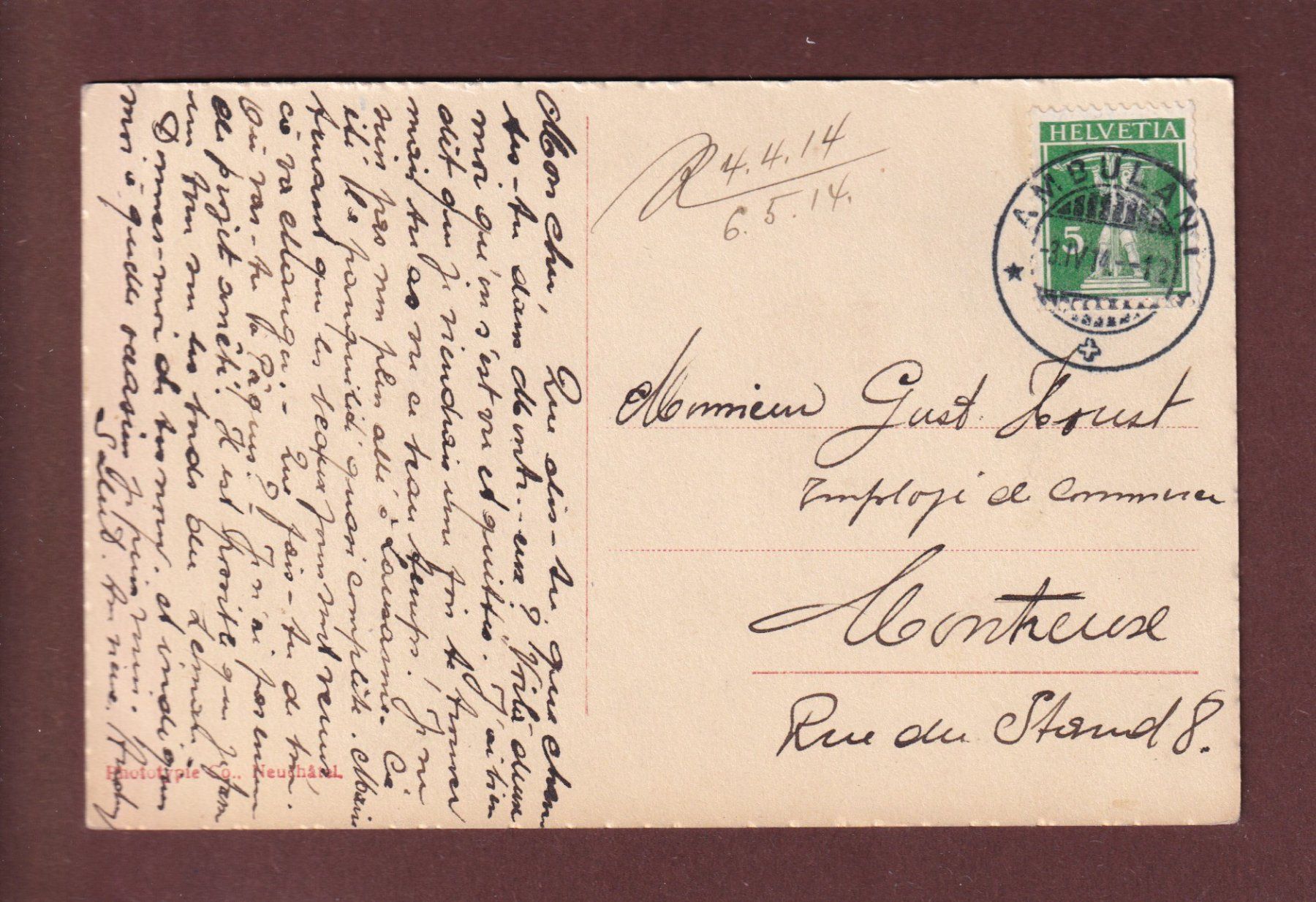 Cartoline postali: TORRENT dans la montagne - 1914 – Usato da Pully venduto da nicecards 1