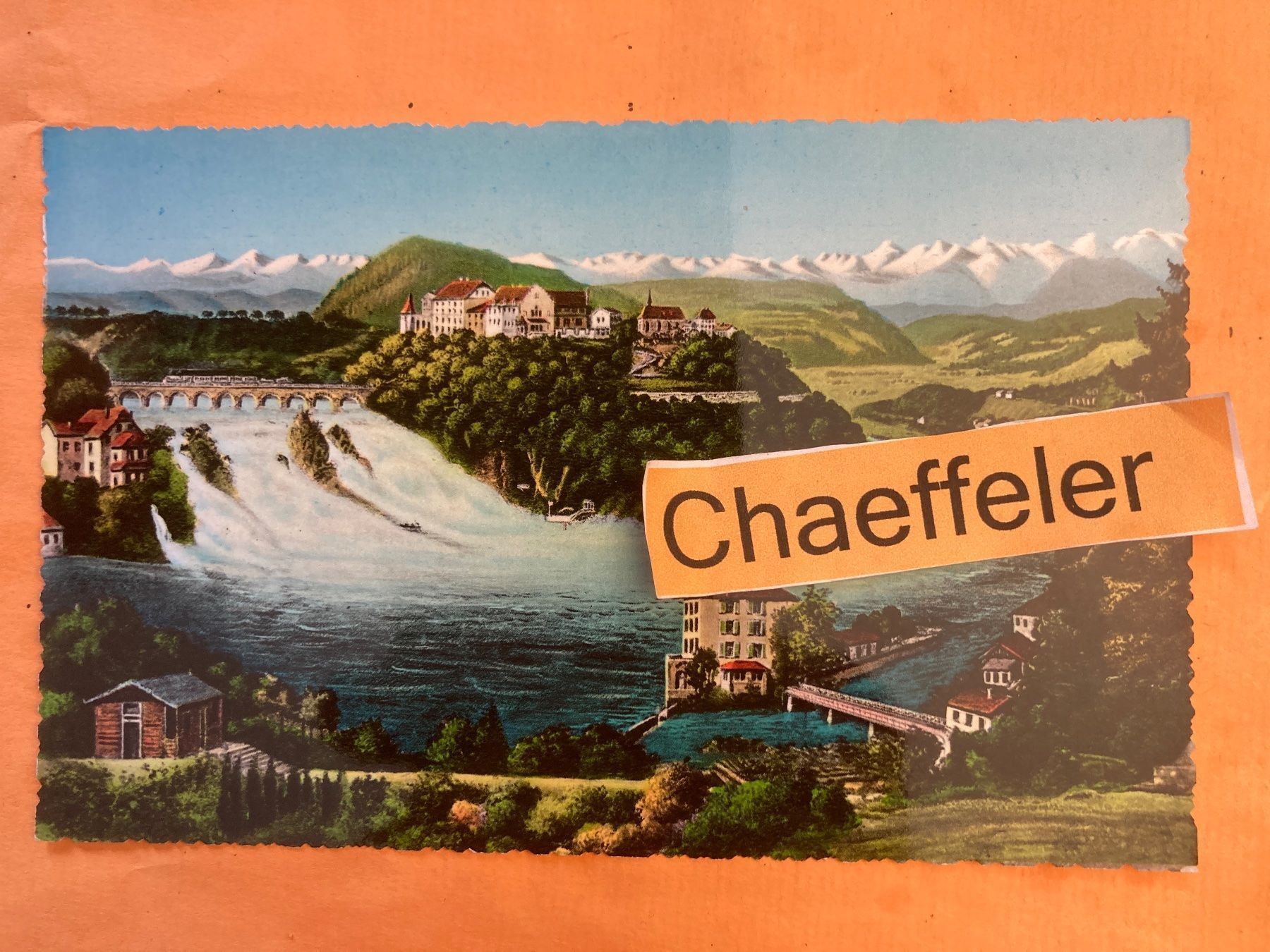 Cartoline postali: Rheinfall und die Alpen – Usato da Zürich venduto da Chaeffeler