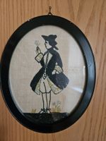 Paar handgestickte Silhouettenbilder Art Déco / 1920er Jahre