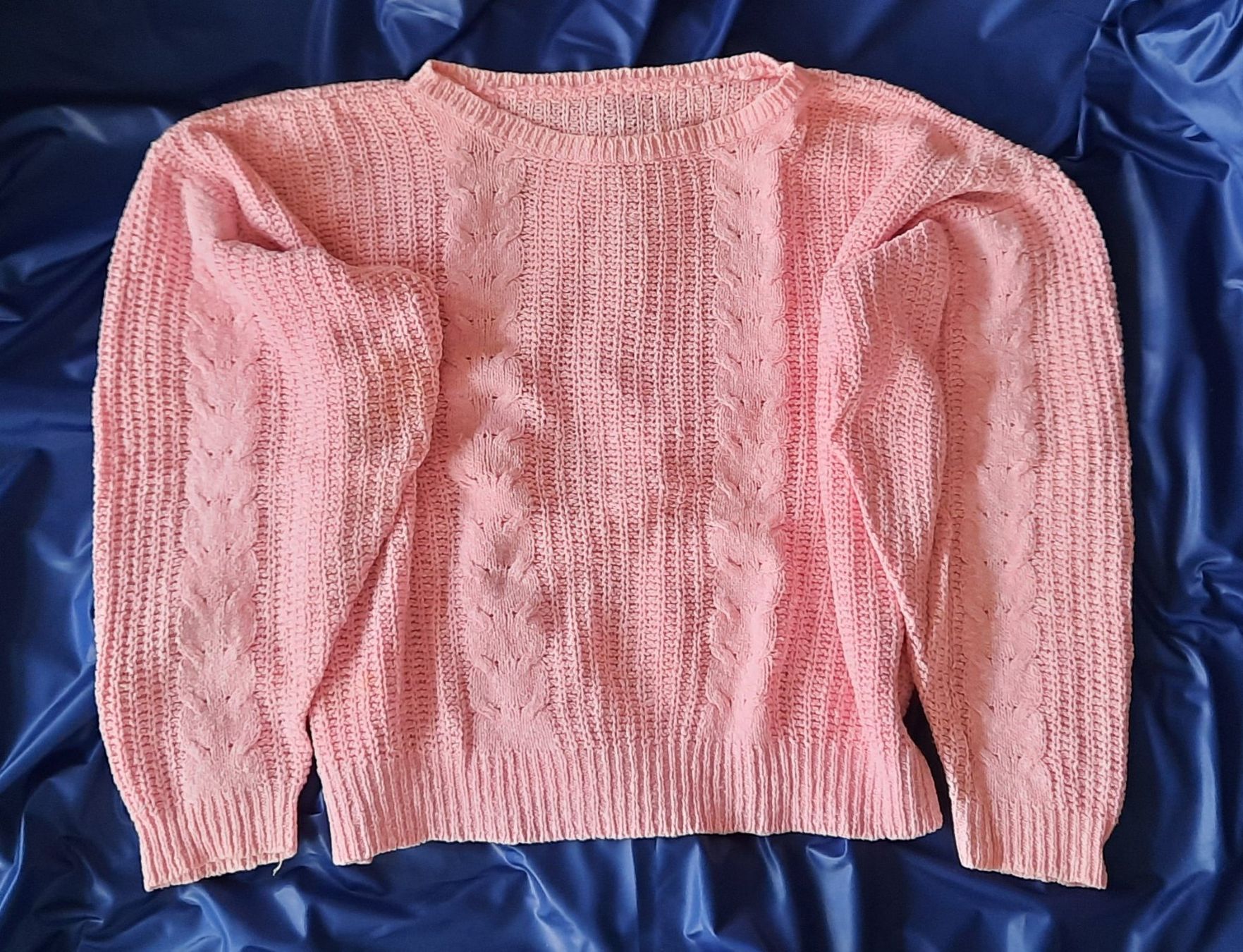 Pullover & Sweatshirts: Strick - Pullover rosa mit Zopfmuster, Baumwolle, M – Gebraucht aus Herrliberg von AlexandraBopp 1