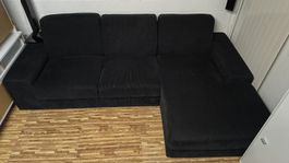 Ecksofa schwarz (Stoff/Manchester)