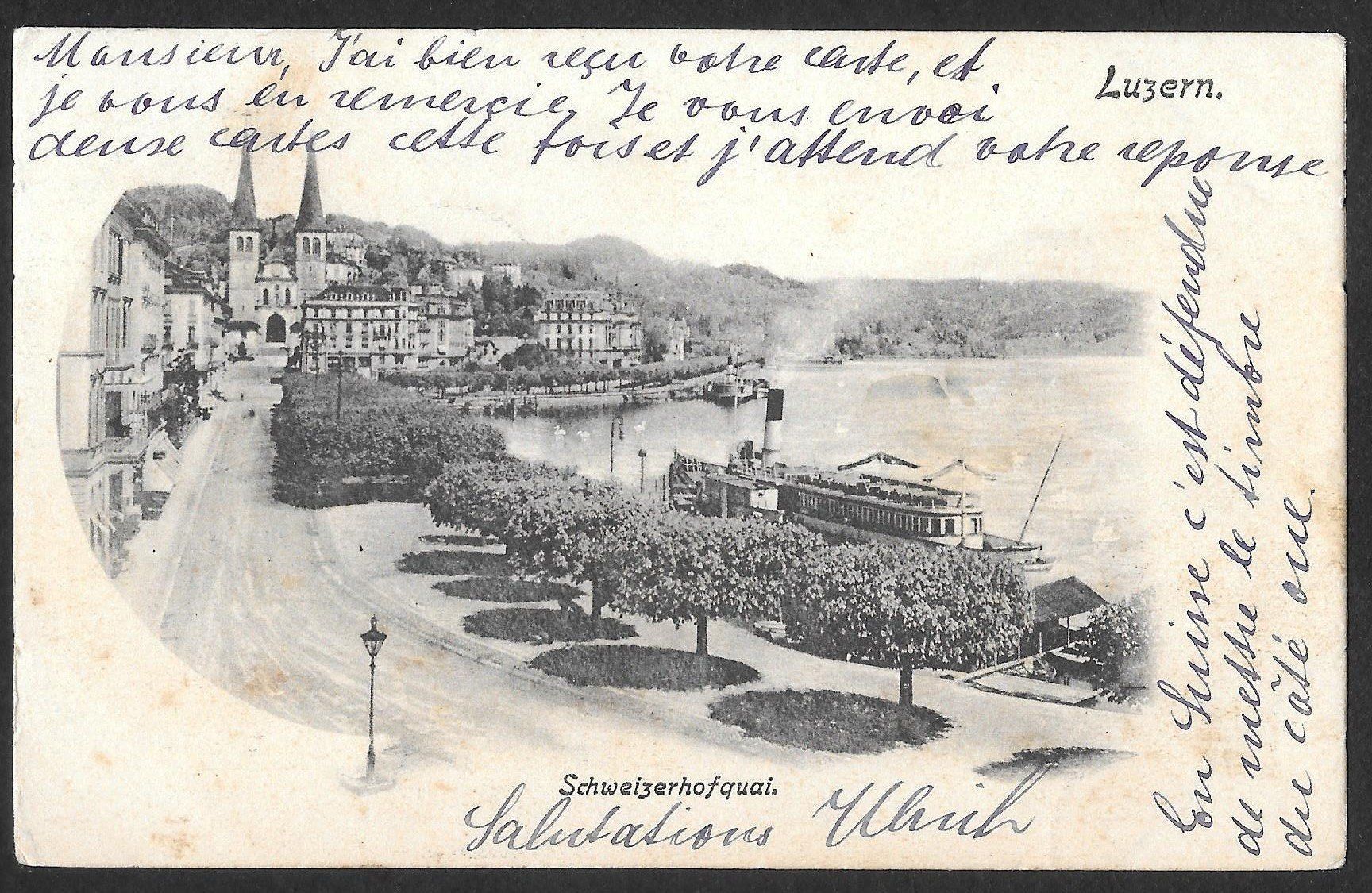 Cartoline postali: Luzern Schweizerhofquai mit Dampfschiff – Usato da Olten venduto da clotaldi