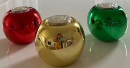 Kugel Lichter Rot Gold Grün glänzend Tee Licht Rechaud Kerze