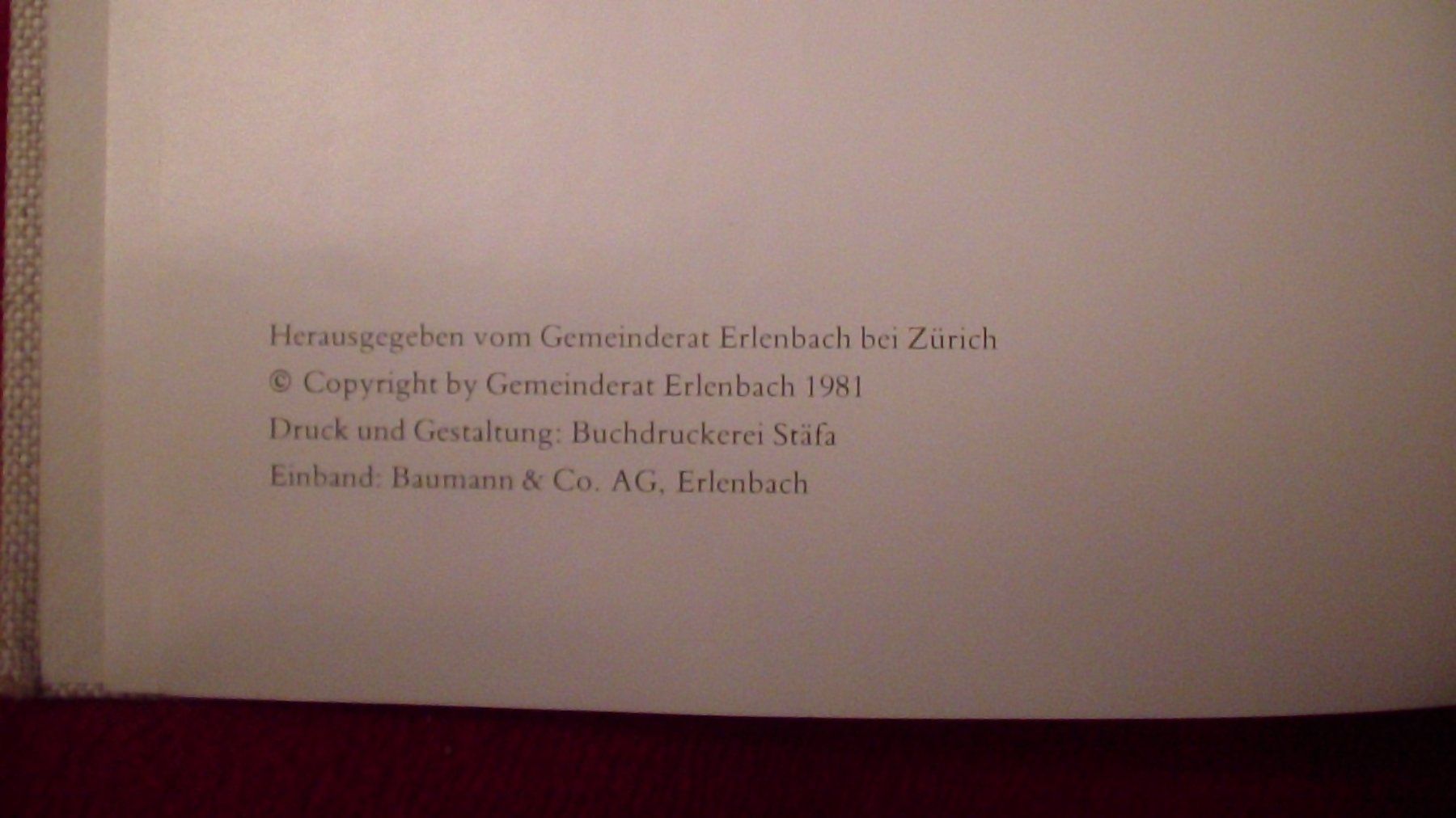 Bücher: ERLENBACH( KT. ZÜRICH) GESCHICHTE EINER GEMEINDE!!! – Gebraucht aus Volketswil von nemo2000 2
