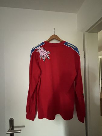 Lacoste Langarmshirt rot mit Logo Grösse M