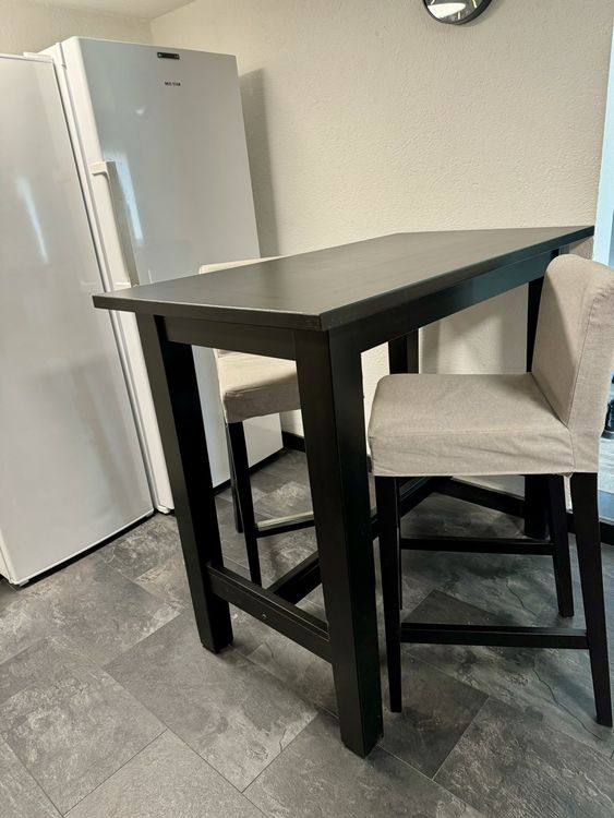 Vicco Bartisch-Set Naila Schwarz - 121,5x40cm Mit 2 Barhockern Für Küche & Wohnbereich