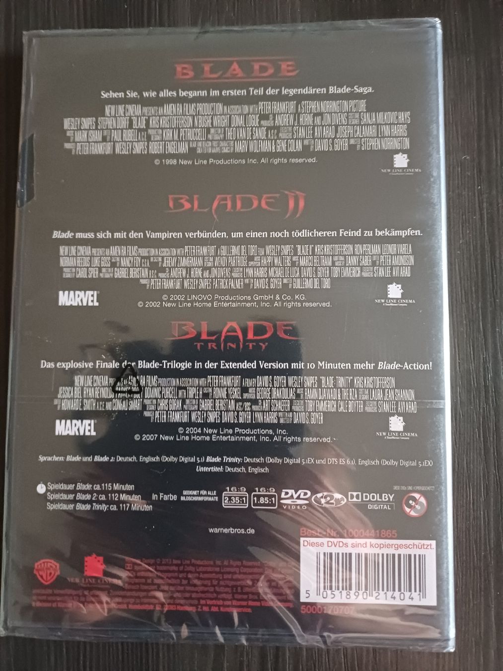 Tutti i DVDs: Blade Trilogie DVD-Box / Neu und Originalverpackt – Nuovo e nell'imballaggio originale da Oberwil b. Zug venduto da ren_x6bm 1