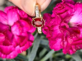 Roter Saphir Ring 925 Silber Grösse verstellbar