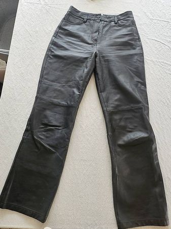 Claudie Pierlot Lederhose Schwarz Slim Fit Gr. 38 Echtleder