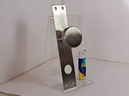 1 schönes Knopf Langschild, Edelstahl matt (LOT194#TBS1)