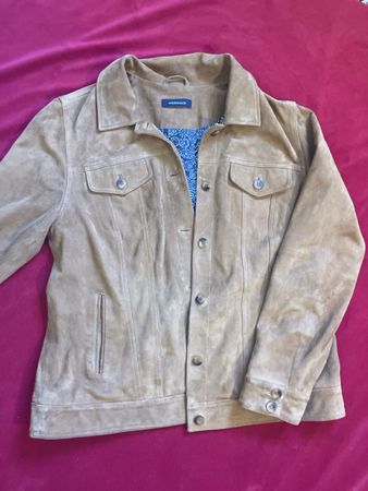 Wildlederjacke Walbusch braun gemustertes Innenfutter