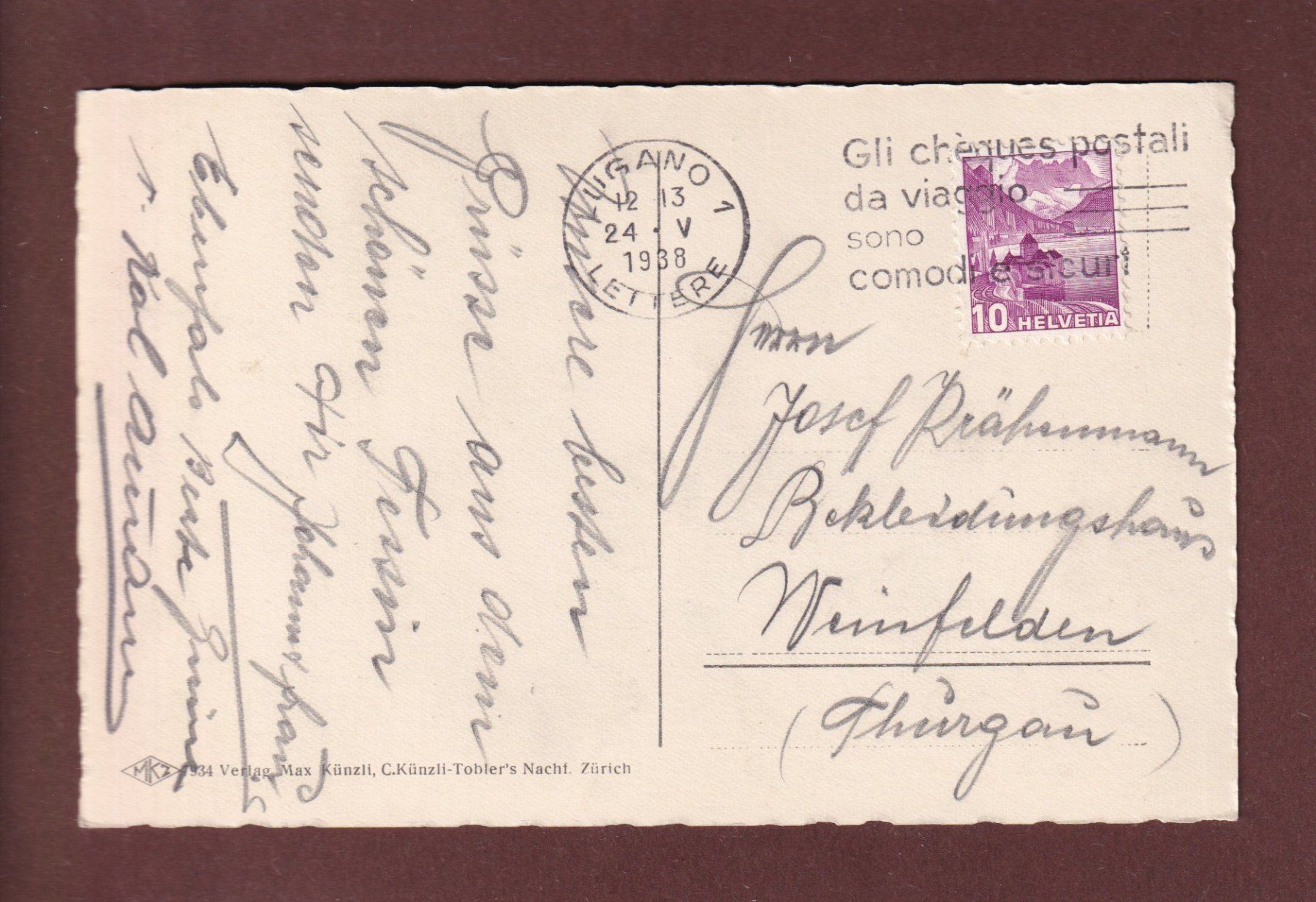 Cartoline postali: LOCARNO - 1938 – Usato da Pully venduto da nicecards 1
