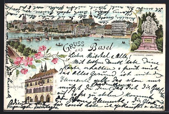 Cartoline postali: Litho Basel, Teilansicht mit Brücke, Ra – Usato da Berlin venduto da bartko-reher