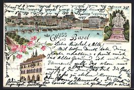 Litho Basel, Teilansicht mit Brücke, Ra