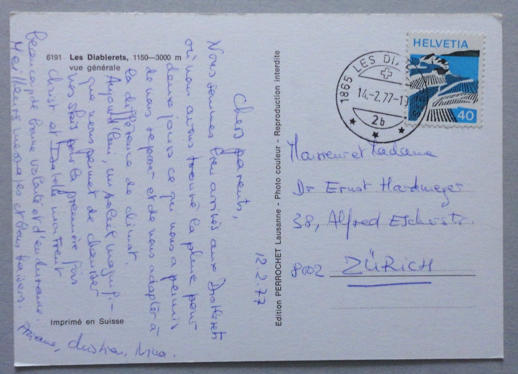 Cartoline postali: Les Diablerets, vue générale – Usato da Fétigny venduto da Billy2miny 1