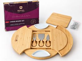 Royal Craft Wood Käsebrett rund ausziehbar – Käsemesser
