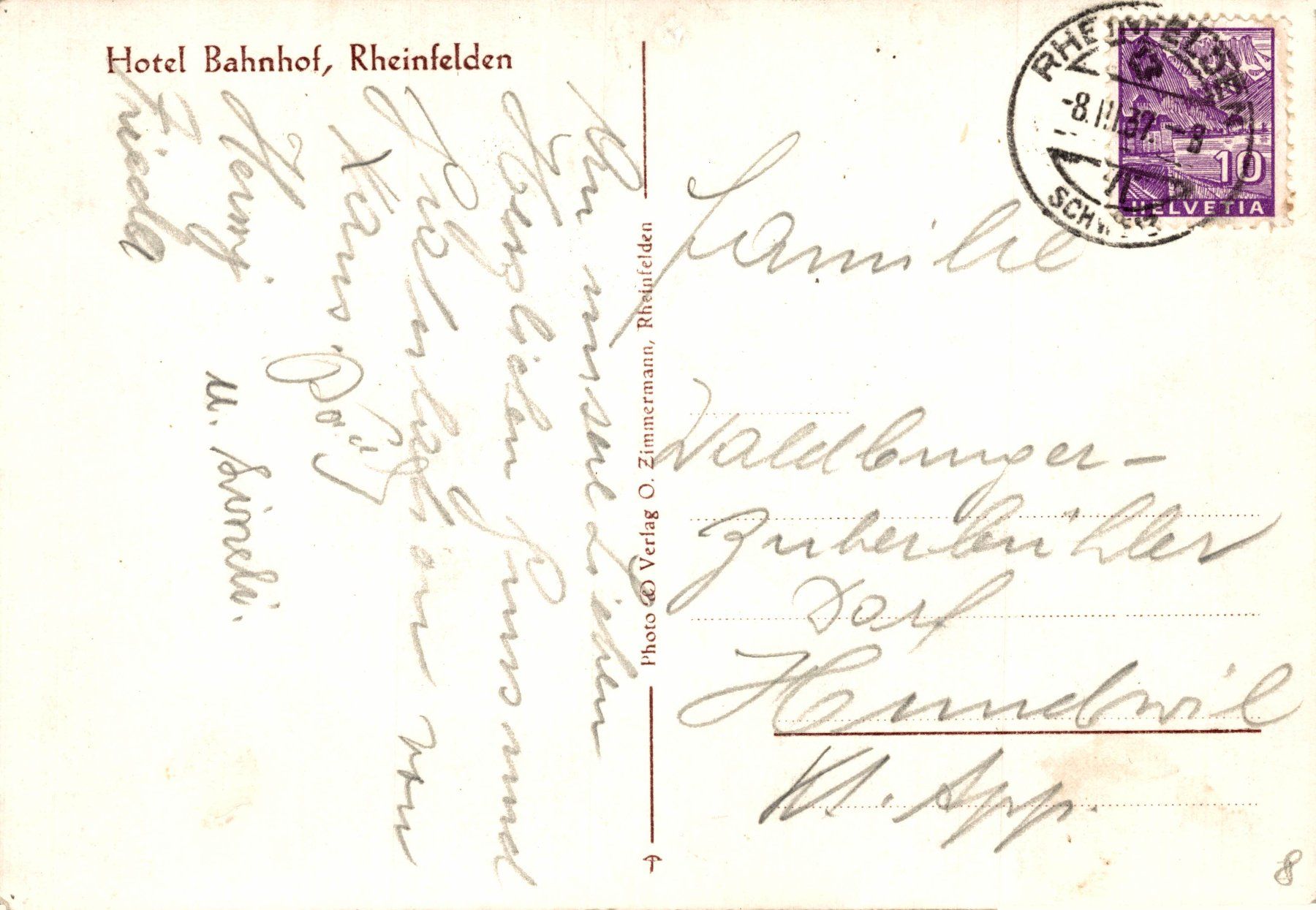 Cartoline postali: Hotel Bahnhof, Rheinfelden – Usato da Bronschhofen venduto da Astore 1