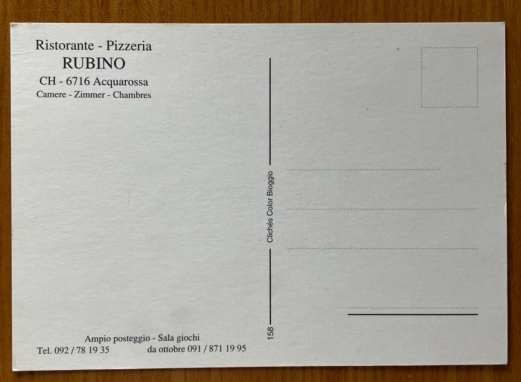 Cartoline postali: Acquarossa, ristorante Rubino – Usato da Aarau venduto da luck123 1